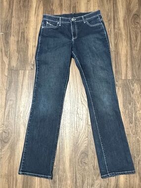 Wrangler Q-Baby Ultimate Riding Jean Sz 9/10 Rhinestone Bling Bootcut Blue Denim